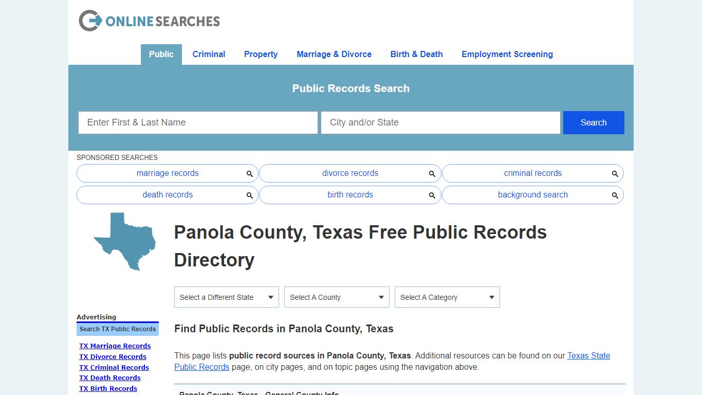 Panola County, Texas Public Records Directory - OnlineSearches.com