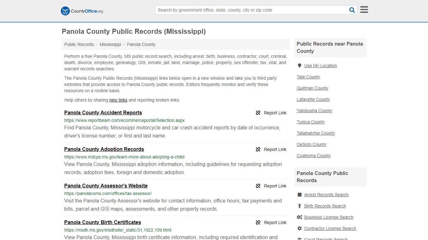 Public Records - Panola County, MS (Business, Criminal, GIS, Property ...