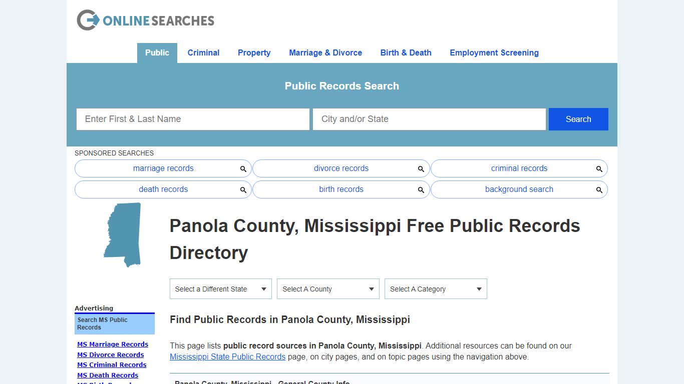 Panola County, Mississippi Public Records Directory