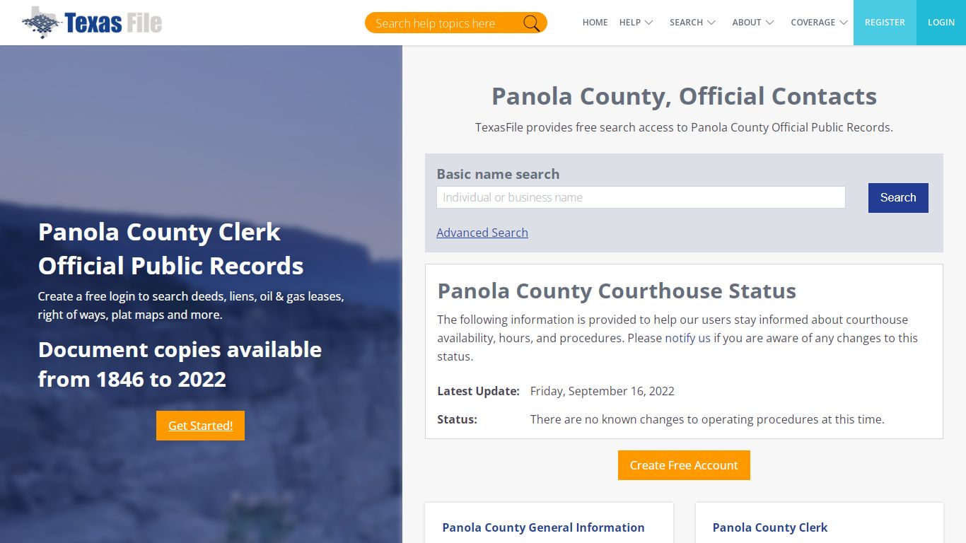 Panola County Clerk Official Public Records | TexasFile