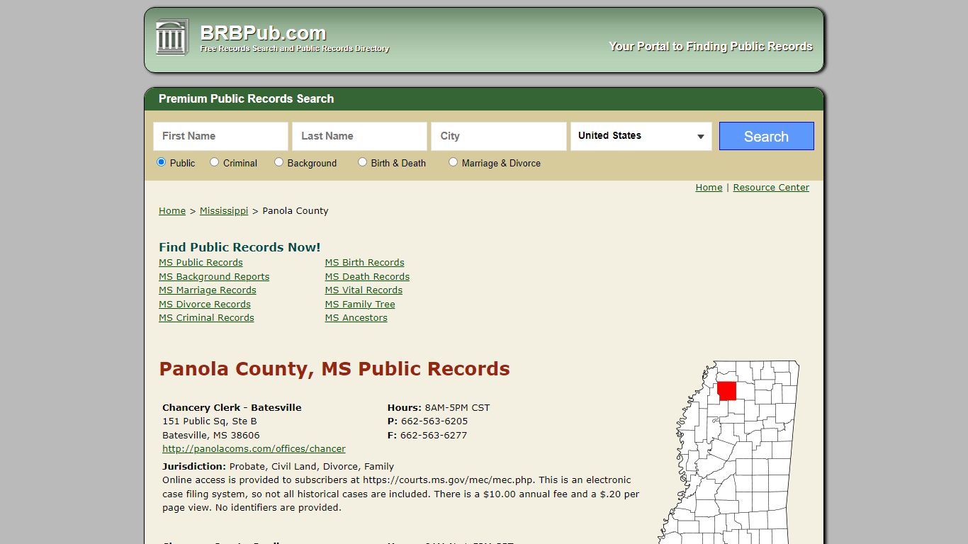 Panola County Public Records | Search Mississippi Government Databases